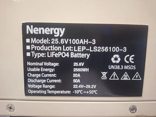 NEnergy 24v, 2.56kwh 100ah Lithium ion battery