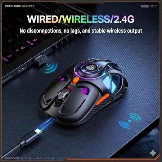 Ultra-Lightweight Gaming Mouse, Tri-Mode, RGB