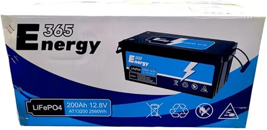 365Energy 200Ah 12.8V Lithium Ion LiFePO4 Battery, 2560Wh Rechargeable Power Source